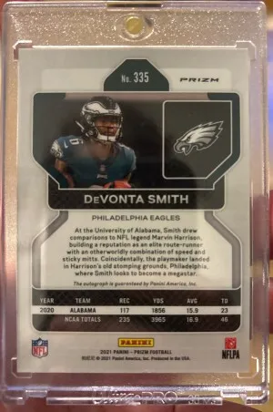 Panini Prizm 2021 DeVonta Smith Rookie Auto Pink Prizm #335 Eagles back