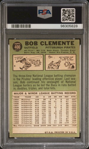 1967 Topps Bob Clemente back