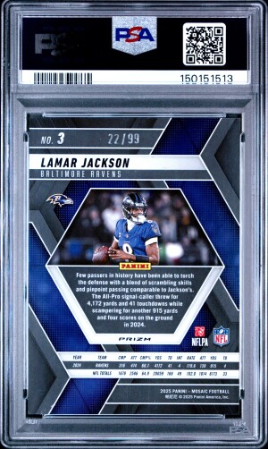 2025 Panini Mosaic Lamar Jackson Blue back