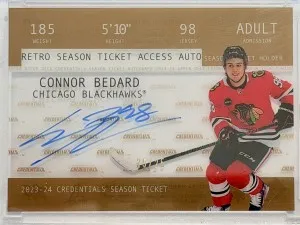 2023-24 Credentials Connor Bedard Retro Season Ticket Access Auto /25 front