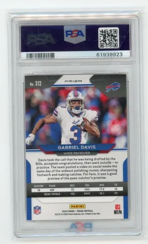 2020 Panini Prizm Gabriel Davis Lazer Prizm PSA 10 Gem Mint back