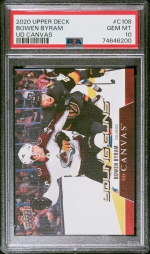 2020-21 Upper Deck Bowen Byram Canvas Young Guns PSA 10 Gem Mint front