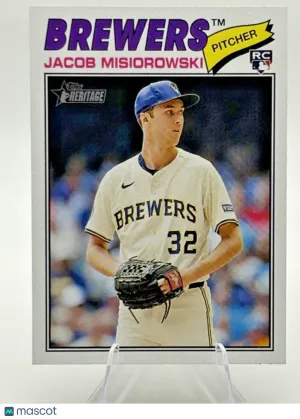 2026 Topps Heritage Jacob Misiorowski RC #144 Brewers Rookie Card front