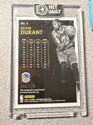 2016-2017 Panini Aficionado Kevin Durant Signatures On Card Auto #/125 SP back
