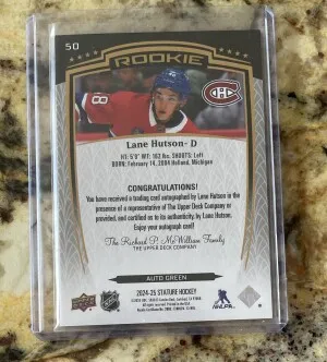 Lane Hutson Stature Rookie Auto /199 back