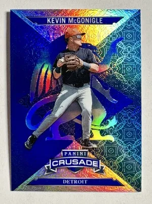 2025 Panini Crusade Kevin McGonigle #4 Crusade Blue Cracked Ice Detroit Tigers front