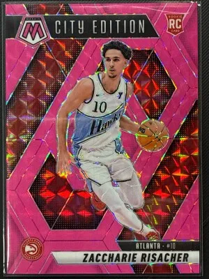 Zaccharie Risacher Official 2024-25 Panini Mosaic Pink Prizm Rookie Card front
