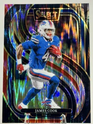 2024 Panini Select - Premier Level James Cook #167 Black & Red Shock Prizm front
