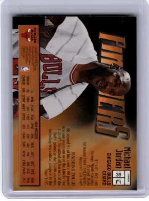 1997 Topps Finest Finishers Basketball—Michael Jordan #F1 Refractor —Very Good back