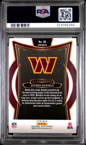 2024 Panini Select Jayden Daniels Red & Blue Shock PSA 10 back