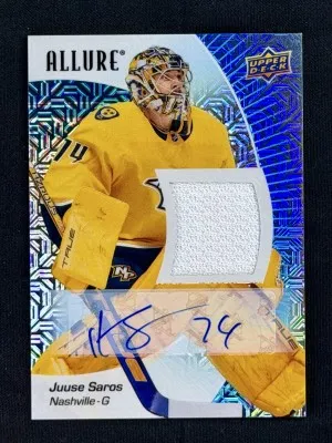 2023 Allure Blue Line Jersey Auto Jussi Saros (14/25) front