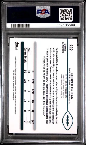 2024 Topps Chrome Cooper Dejean Green Geometric /99 PSA 10 back