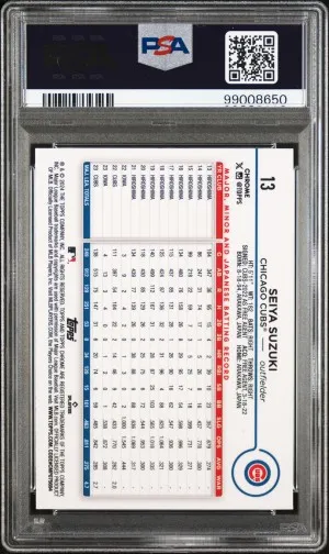 2024 Topps Chrome Seiya Suzuki Blue Refractor /150 PSA 10 back