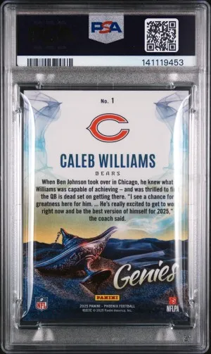 2025 Panini Phoenix Genies Caleb Williams PSA 9 back