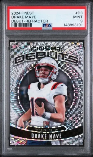 2024 Topps Finest Debut Drake Maye Debut Refractor PSA 9 front