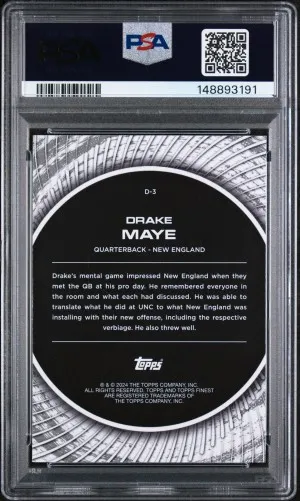 2024 Topps Finest Debut Drake Maye Debut Refractor PSA 9 back