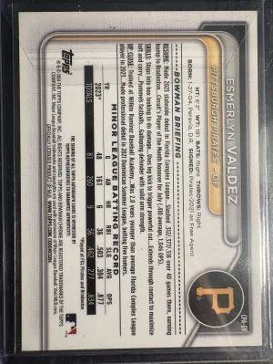 2024 Bowman Chrome Esmerlyn Valdez 1st Auto Blue Lunar /150 back