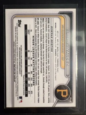 2024 Bowman Chrome Esmerlyn Valdez Auto #CPA-EV 1st Prospect Pirates Autograph back