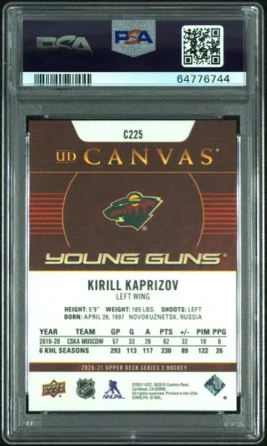 Kirill Kaprizov Young Guns Canvas PSA 9 back