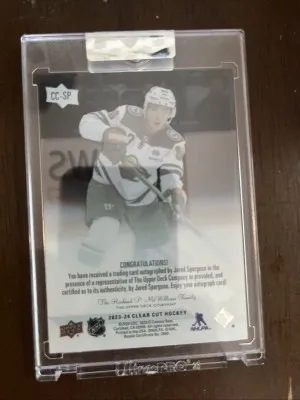 Upper Deck 2023-24 Clear Cut Auto Jared Spurgeon Minnesota Wild #CC-SP back