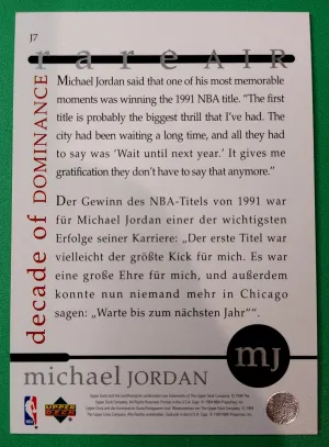 1994-95 Upper Deck - Mj Decade Of Dominance Michael Jordan #J7 back