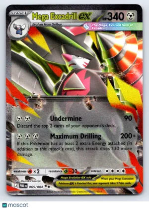 2026 Mega Evolution – Ascended Heroes Mega Excadrill EX Holo Double Rare RR #65 front