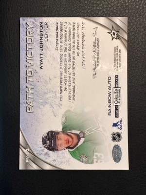 2025-26 OPC Platinum - Wyatt Johnston - Path to Victory - Rainbow auto back