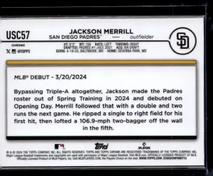 2024 Topps Chrome Jackson Merrill #USC57 X-Fractor RC back