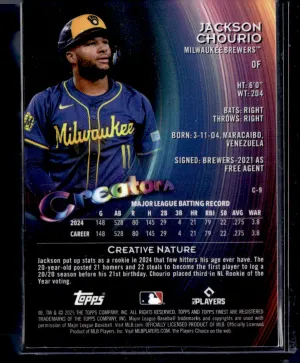 2025 Topps Finest Creators Jackson Chourio #C-9 back