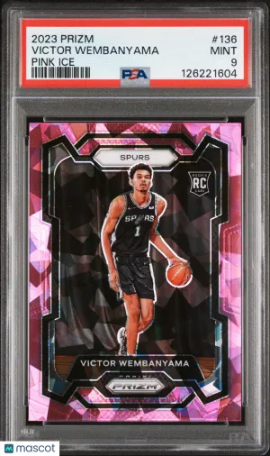Victor Wembanyama 2023 Panini Prizm #136-Pink Ice PSA 9 front