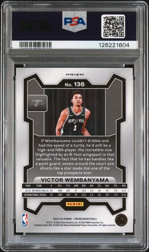 Victor Wembanyama 2023 Panini Prizm #136-Pink Ice PSA 9 back