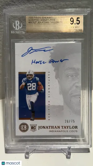 Jonathan Taylor 2020 Panini Encased #SCSJT-Scripted Signatures 26/75 BGS 9.5 front