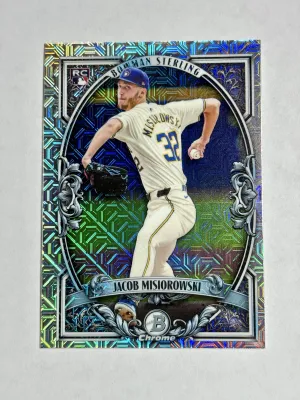 2026 Bowman Jacob Misiorowski #BST-13 Sterling Mojo Refractors Milwaukee Brewers front