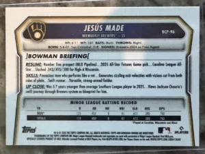 2024 Bowman Chrome Jesús Made #BCP-96 Mega Box Mojo Refractor back