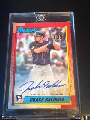 2025 Topps Update Drake Baldwin 1990 On Card Auto Autograph RC Rookie #90AU-DB Braves front