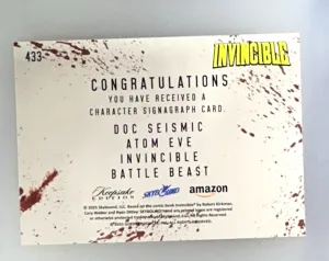 2025 Keepsake Invincible Quad Laser Signagraph #433 Atom Invincible BB Doc Seism back