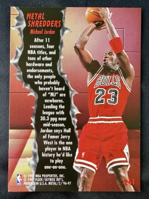 1996 Fleer Metal Metal Shredders #241 Michael Jordan back