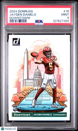 2024 Panini Donruss Downtown! Jayden Daniels #16 PSA 9 front
