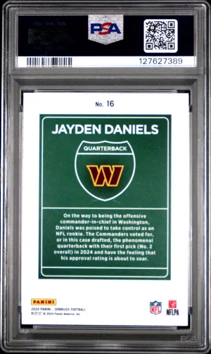 2024 Panini Donruss Downtown! Jayden Daniels #16 PSA 9 back