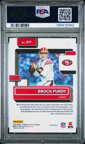 2022 Panini Donruss Optic Brock Purdy #277 Electricity 46/65 PSA 10 back