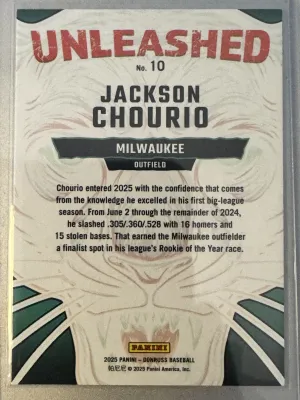 2025 Panini Donruss Unleashed Jackson Chourio #10 back