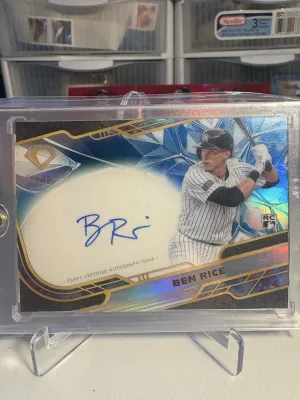 2025 Topps Diamond Icons Ben Rice Chrome Auto RC Blue Refractor #/15 Yankees front