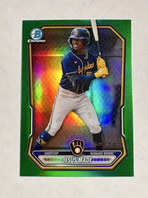 2026 Bowman Jesús Made #BCP-96 Green Refractor #/99 Milwaukee Brewers front