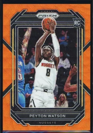 Peyton Watson 2022-23 Panini Prizm #259 Orange Wave Rookie /60 Nuggets