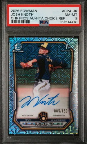 2026 Bowman Chrome Prospect Autographs Josh Knoth Chr Pros Au-Hta Choice Ref front