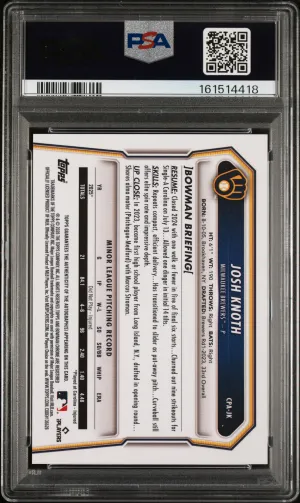 2026 Bowman Chrome Prospect Autographs Josh Knoth Chr Pros Au-Hta Choice Ref back