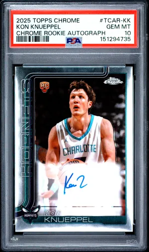 2025 Topps Chrome Chrome Rookie Autographs Kon Knueppel PSA 10 front
