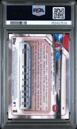 2018 Bowman Shohei Ohtani back