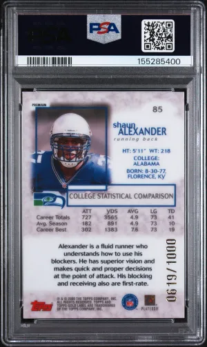 2000 Topps Gold Label Premium Shaun Alexander Premium back