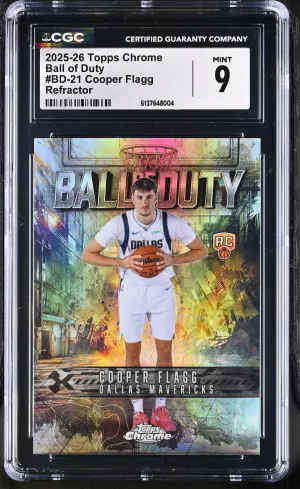 2025-26 Topps Chrome Ball Of Duty #BD-21 Cooper Flagg CGC 9 Refractor front